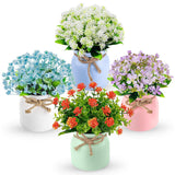 4 Pack Fake Flowers Artificial Plants Indoor For Home Kitchen Office Dining Centerpiece Table Decorations