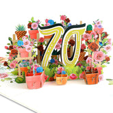 Happy 70Th Birthday Card, Flower 3D Pop Up Birth Day Cards For Women Birthday Gifts, 70Th Anniversary Card For Moms Wife Grandma Friends With Blank Note And Envelope
