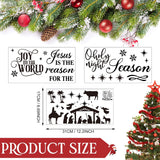 3 Pcs Nativity Scene Wall Decor Stickers Christmas Bible Quotes Christian Vinyl Wall Decal Set Jesus Is The Reason For The Season Bible Verse Wall Decals Joy To The World Wall Stickers For Home
