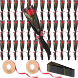 36 Pack Single Rose Gift Wrapping Set, Artificial Roses Bulk With Flower Sleeves, One Stem Rose Packaging For Valentine'S Day, Anniversary, Romantic Mother'S Gifts(Black)