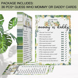 36 Guess Who Mommy Or Daddy Game Safari, Safari Jungle Baby Shower Games Cards, Wild Animal Themed Baby Shower Games Favor Decoration(5X7 Inches)