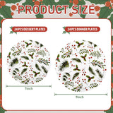 48Pcs Christmas Paper Plates Holly Berries Disposable Party Plates Festive Red Green Holiday Dinnerware Merry Christmas Winter Round Plates For New Year Gatherings Party Table Supplies