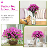40 Bundles Outdoor Artificial Flowers Plants Uv Resistant Outside Fake Flowers Plastic Plants Outdoor Spring Summer Seasons Decoration Shrubs Garden Porch (Purple Red)