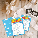 Baby Shower Name That Baby Song Game Cards, Sky & Clouds Theme - 5 X 7 Inches Double-Sided Fill In Game Cards 30 Cards & 1 Answer Card, Party Favor & Supplies-A04