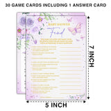 Butterfly Kisses 30 Baby Shower Feud Game Cards With 1 Answer Card, Gender Reveal Party Supplies Favors (5"X7") - B07