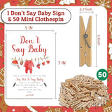 Don'T Say Baby Game, Christmas Baby Shower Game,Winter Baby Shower, 50 Wooden Clothespins And One Sign, Christmas Baby Shower Decorations, Christmas Gender Reveal-Dsbb07