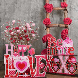 4 Pcs Valentines Day Decor Artificial Flowers Berry Stems Valentine’S Day Picks Artificial Berry Flower With Pink Red Hearts Valentine Floral Picks For Table Centerpiece Anniversary Wedding