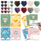 Valentines Day Cards For Kids School, 24 Sets Natural Heart Gemstone Crystal Kids Valentines Cards, Valentines Day Gifts For Kids Classroom, Valentines Cards For Boy Girl (Crystal Cards 1)