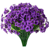 15 Bundles Artificial Flowers Uv Resistant Outdoor Plants No Fade Faux Plastic Shrubs Fake Silk Flowers Window Box Garden Porch Home Decoration(Purple)