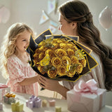 Diy Glitter Roses Bouquet Kit Gold- 24 Fake Shiny Flowers With Stems Butterfly Crown Eternal Floral For Graduation Handmade Wedding Bouquet Anniversary Birthday Gift, Mother'S Day Gifts For Her