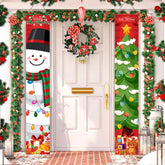 Christmas Decorations Outdoor Yard Front Porch Sign Set, Big Snowman Christmas Tree Christmas Door Banners, Hanging Merry Christmas Door Banner For Home Indoor Outdoor Wall, Front Door, Yard, And Garage Xmas Decor