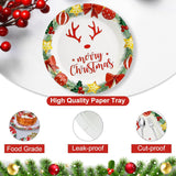 50 Pack Christmas Paper Plates 7 Inch, Merry Christmas Antlers Disposable Paper Plates Christmas Dessert Plates Salad Plates For Christmas Party Supplies (White)