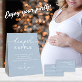 A07 Diaper Raffle Game Kit - 50 Sky Blue Tickets & Standing Sign, Decoration For Baby Shower, Gender Reveal, Party Favor