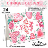 24 Pcs Valentine'S Day Greeting Cards Blank Note Cards With Envelopes And Stickers Pink Rose Heart Greeting Cards For Invitations Party Supplies, 4 X 6 Inch