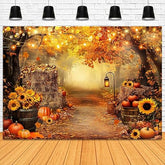 7x5ft Fall Autumn Photography Backdrop Forest Maple Leaves Pumpkins Thanksgiving Decor