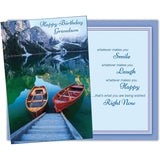 - Grandson Birthday Card - Large Card Opens To 10" X 7.75" - Made In Chicago - Vivid Photo Of Boats Docked On A Gorgeous Mountain Lake - Premium Envelope & Sturdy Mailer - 95737