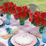 4 Pcs Artificial Flowers For Outdoors Uv Resistant Silk Geraniums Outside Bush Red Fake Faux Flowers For Outdoor Planters Cemetery Decor Garden Patio Grave Table Centerpiece