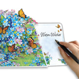 Stunning 3D Pop Up Flower Bouquet Card - Forget-Me-Nots & Monarch Butterflies In Bloom - Unique Pop Up Birthday Card For Women, Mom & Wife - 6"X8" With Envelope & Message Note - Perfect For Birthday, Get Well, Or Mother’S Day