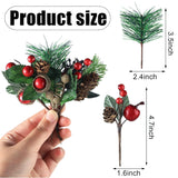 28 Pcs Artificial Christmas Greenery Red Berry Picks Pine Cones Holly Berries Flower Stem Needles Branches Fake Greenery Floral Picks For Xmas Tree Winter Crafts Party Festive Home Decor