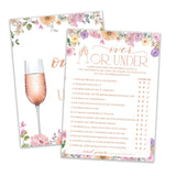 Wildflowers Wedding Games, Over Or Under, 25 Guest Party Pack, Adults, 5X7 Inches, Perfect For Bridal Showers & Engagement Parties