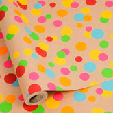 Kraft Wrapping Paper Roll Colorful Polka Dots Design Perfect For Birthday Holiday Wrap 17 Inch X 33 Feet