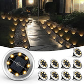 10 Pack Mini Solar Ground Lights Waterproof Warm White Pathway Garden Landscape Lights