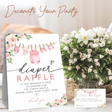 Baby Girl Diaper Raffle Game Kit For Baby Shower, Baby Blush Floral - 1 Standing Sign & 50 Tickets, Decorations For Baby Shower, Gender Reveal, Baby Announcement, Party Favor & Supplies - A07