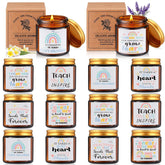 12 Pcs Teacher Appreciation Gift Bulk 3.5Oz Scented Soy Wax Fragrance Thank You Candle Aromatherapy Jar Inspirational Candle For Thank You Teacher Back To School Gift, 12 Style (Rainbow,Brown)