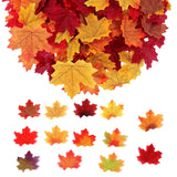 300 Pcs Fake Fall Leaves, 8Cm/3.15Inch Autumn Leaves, Fall Party Decorations Maple Leaf Cutouts Decor Artificial Plastic Craft Autumn Decoration Foliage For Thanksgiving Party Weddings
