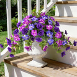 Artificial Fake Flowers For Outdoor, 2Pcs Realistic Fake Outdoor Flowers Plants, Uv Resistant Silk Faux Flower For Outside Front Door Porch Planters Patio Yard Garden Window