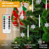 Christmas Tree Candles, 12 Pack Flameless Taper Candle For Christmas Tree Decor – Battery Operated Candlestick W/Crystal Ball Hook For Holiday Home Decor Party