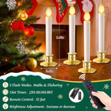 Christmas Window Candles Lights 6 Pack Battery Operated Candles With Remote Control Timer Gold Holders Flameless Candle Taper Led Candle Christmas Decorations Window Decorations Party Xmas Table Top