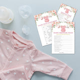 Baby Shower Feud & Name That Baby Song Theme Baby Shower Games Activity-Pink Clothes Game Cards For Girls-30 Blush Flowers Game Cards & 1 Answer Card-Baby Shower Party Supplies & Favors-B05