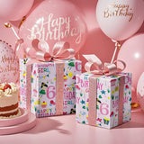 Happy 6Th Birthday Wrapping Paper Roll For Girls, Mini Roll, Pink Happy Birthday Girl Pattern Design For Party And More, 17 Inches X 16.4 Feet, 6 Years Old