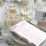 Pink Bow Wedding Shower Games, Twenty Questions Wedding Games For 25 Guests, Engagement Bridal Shower Party Cards, Engagement & Bridal Party Supplies-4X9 Inch-A12