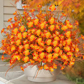 12Pc Artificial Fall Flowers Outdoor,No Fade Silk Fake Mums Flowers, Fall Flower Artificial For Decoration,Outdoor Fake Plants For Door Porch Patio Planter Yard