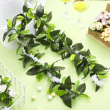2 Pcs Hawaiian Luau Maile And Pikake Lei Graduation Lei Hawaiian Maile Lei Artificial For Wedding Graduation Party, 4.9 Ft