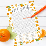 Orange Little Cutie Baby Shower Game – Word Search Party Activity – 20 Cards – Orange You Curious Gender Reveal Game For Citrus Themed Baby Shower Decorations And Party Supplies