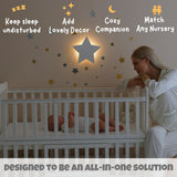 Star Wall Light For Nursery – Soft Night Light For Newborns & Toddlers, Rechargeable & Dimmable (Moon And Star Decals Included)