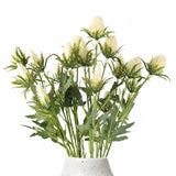Artificial Thistle Spray Eryngium Flowers 2Pcs Artificial Real Touch Eryngium Artificial Sea Holly Flowers For Wedding Bridal Bouquet Wreath Table Centerpiece Outdoor Decor (White)