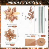 36 Pcs Champagne Poinsettias For Christmas Tree 2 Styles 5.5 4.5 Artificial Flower And 12 Berry Stem Glitter Flower Christmas Decoration Xmas Tree Ornament For Wreath Holiday
