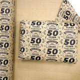 50Th Birthday Wrapping Paper Roll - 50 Year Old Happy Birthday Gift Wrapping Paper For Women Men 1975 Kraft Wrapping Paper With Cutting Line?17Inch X 49.2Ft?