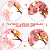 8 Pcs Silk Cherry Blossom Branches Cherry Blossom Tree Stems Long Stem Artificial Flowers For Tall Vase Flowers For Home Wedding Vase Floral Arrangements (Pink,39.4")