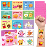 Funny Food Pun Valentines Cards For Kids - 33 Sets With Valentine Cards,Temporary Tattoos & Envelopes (Includes 1 Teacher Set),Valentines Day Cards For Kids School Classroom Exchange