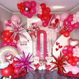 Valentines Balloon Arch Kit, Red Pink Valentines Day Balloon Garland With Foil Lips Star Balloons For Women Girls Birthday Bachelorette Bridal Shower Wedding Engagement Anniversary Party Decorations