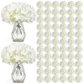 104 Pcs Artificial Hydrangea Flowers, Silk Hydrangea Artificial Flowers Heads With Stems, Full Hydrangea Flowers For Wedding Centerpieces, Home Garden Party Decor (Ivory)