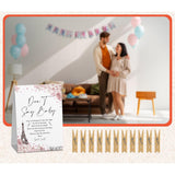 French Paris Baby Shower Games, Don'T Say Baby Game (One Sign With 50 Mini Clothespins), Paris Eiffel Tower Theme Babyshower Decorations, Gender Reveal Game-Dsbb14
