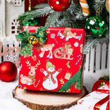 Red Christmas Wrapping Paper Roll - Mini Roll - Reversible Gift Wrap With Reindeer, Snowmen, Candy Cane And Christmas Trees - Perfect For Winter- 17 Inch X 33 Feet