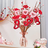 6Pcs Valentine'S Picks, Valentine Floral Picks Heart Lip Stems With With Red Pink White Berries, Valentines Day Artificial Flowers Arrangement For Valentines Wedding Gifts Home Decor