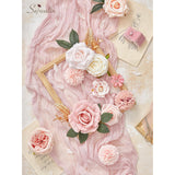 Artificial Flowers Pink Wedding Decor, Pink Flowers Cake Decoration Fake Flowers, Silk Flowers Bridal Bouquets Centerpieces Dusty Rose Flowers Box Diy White Roses Home Decor